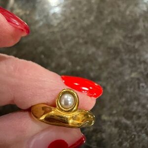 Gold Pearl Accent Ear Cuff